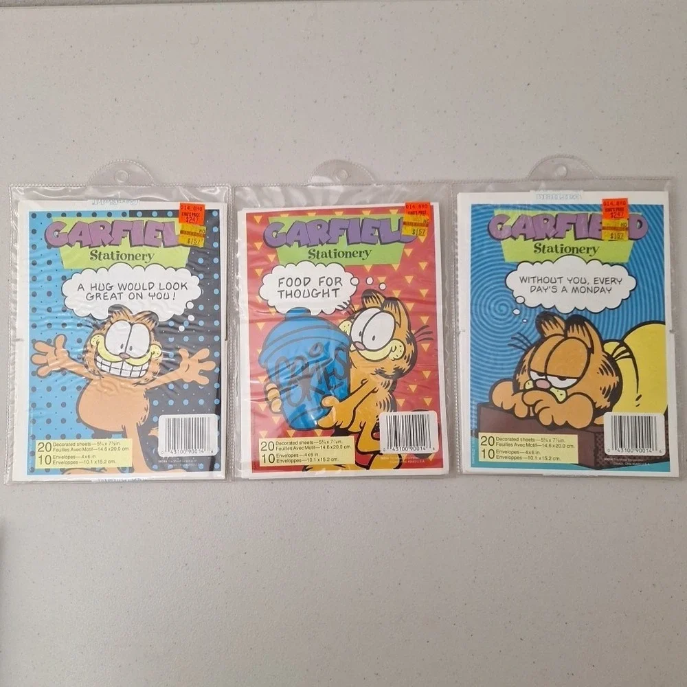 Vintage 1978 Mead Garfield Cat Stationary Sets Note Paper & Envelopes 3 Full Set